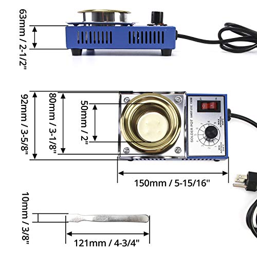 QWORK Solder Pot, 150W 110V, 50mm Soldering Bath Titanium Plate, C...
