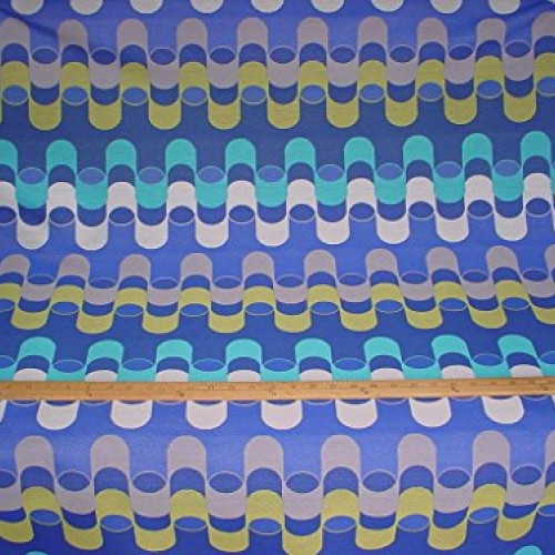 124RT9 - Navy Blue/Turquoise/Royal Blue/Lime Green/Blue Grey Geome...