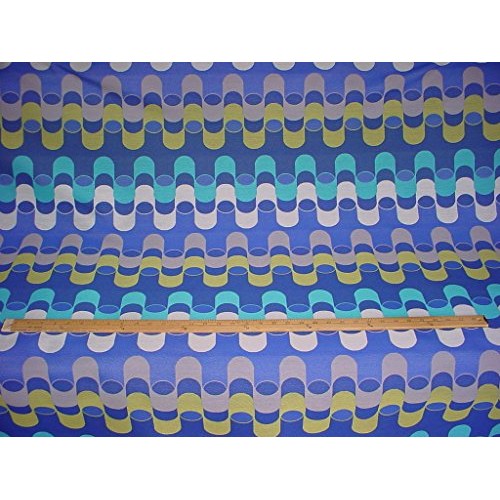 124RT9 - Navy Blue/Turquoise/Royal Blue/Lime Green/Blue Grey Geome...