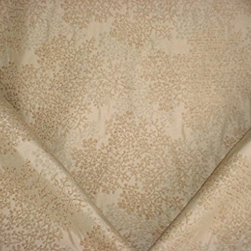 29H12 - Gold/Golden Brown Leaf/Stem Floral Chenille Designer Uphol...