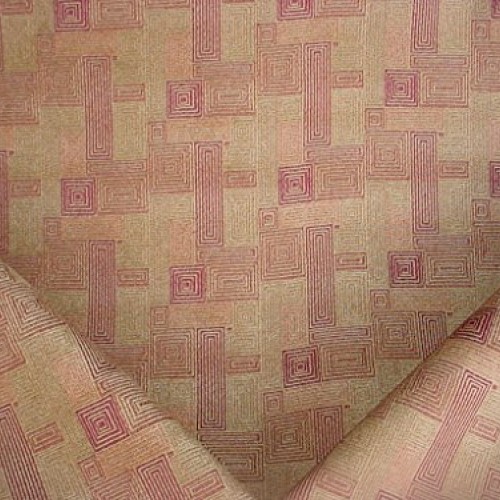 62H3 - Sienna Red/Rose/Bisque Beige Chenille Transitional Geometri...