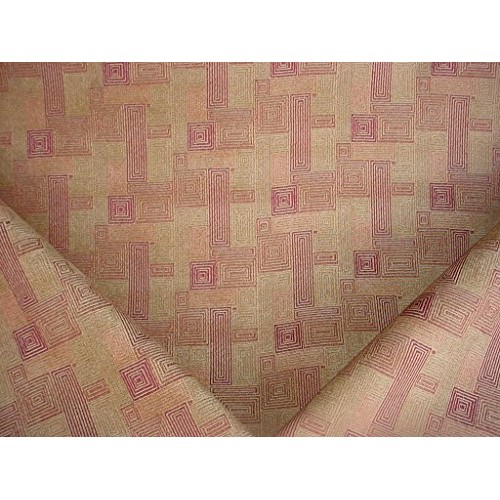 62H3 - Sienna Red/Rose/Bisque Beige Chenille Transitional Geometri...