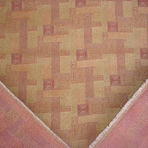 62H3 - Sienna Red/Rose/Bisque Beige Chenille Transitional Geometri...