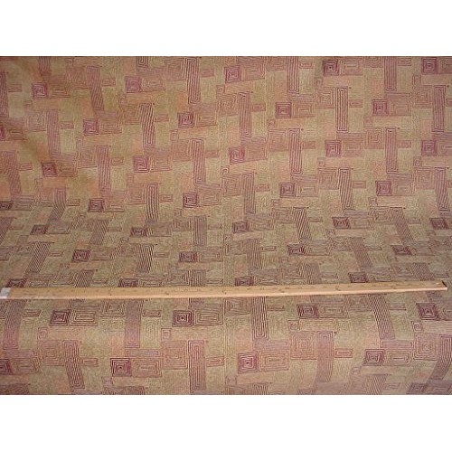 62H3 - Sienna Red/Rose/Bisque Beige Chenille Transitional Geometri...