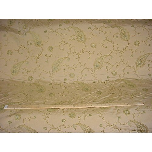 76H1 - Sand/Basil/Citron Embroidered Paisley Chenille Upholstery D...