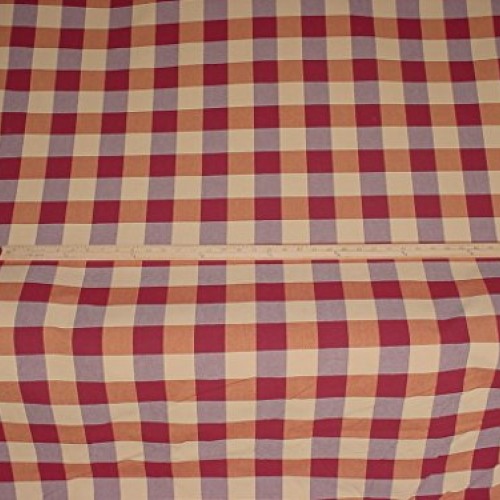 78W5 - Rose/Canyon Red/Sand Woven Cotton Picnic Check/Plaid Design...
