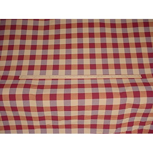 78W5 - Rose/Canyon Red/Sand Woven Cotton Picnic Check/Plaid Design...