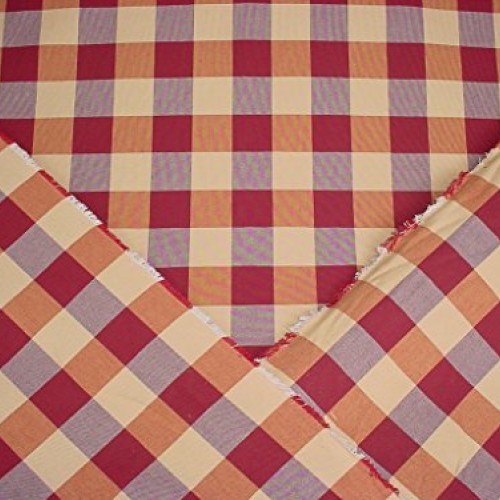 78W5 - Rose/Canyon Red/Sand Woven Cotton Picnic Check/Plaid Design...