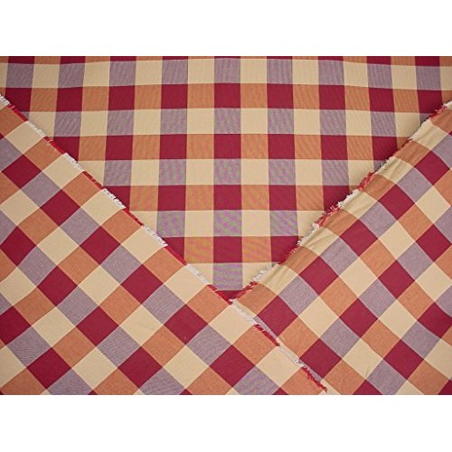 78W5 - Rose/Canyon Red/Sand Woven Cotton Picnic Check/Plaid Design...