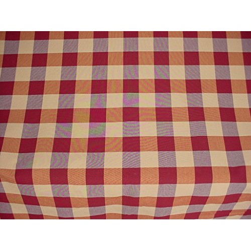 78W5 - Rose/Canyon Red/Sand Woven Cotton Picnic Check/Plaid Design...