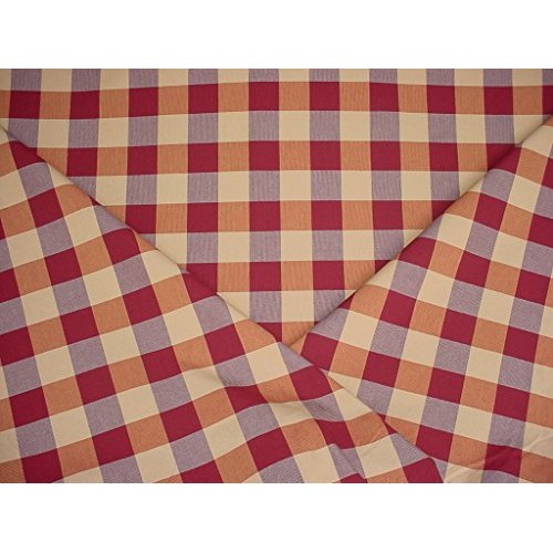78W5 - Rose/Canyon Red/Sand Woven Cotton Picnic Check/Plaid Design...