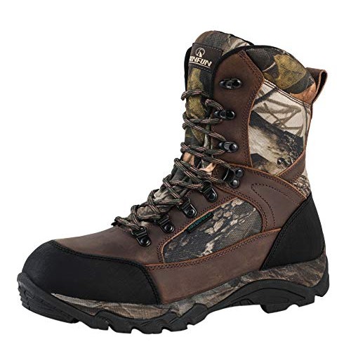 R RUNFUN Mens Waterproof Leather and Camo Outdoor Hunting Boot