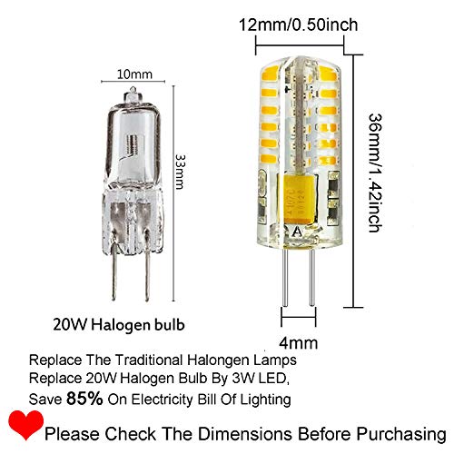 RAYHOO 10pcs G4 LED Bulbs JC Bi-Pin Base Light Bulbs 3W AC/DC 12V ...