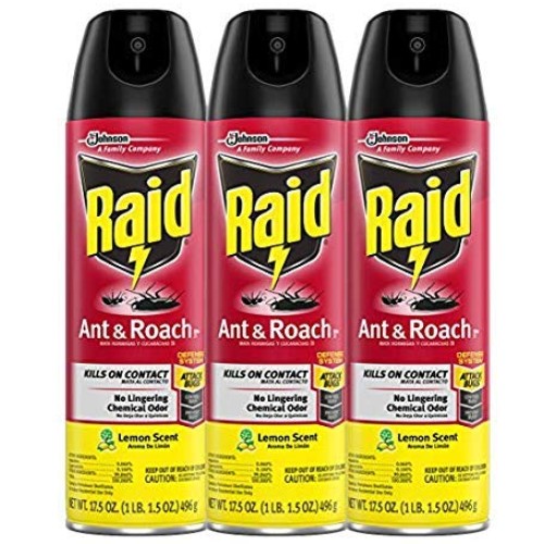 Raid Ant & Roach Killer Lemon Scent, 17.5 OZ Pack - 3