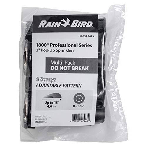 Rain Bird 1803AP4PK Professional Sprinkler, Adjustable 0-360° Patt...