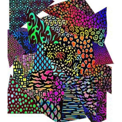 1/2 lb. CBS Borderline Pattern Dichroic Jewelry - Scrap on Black -...