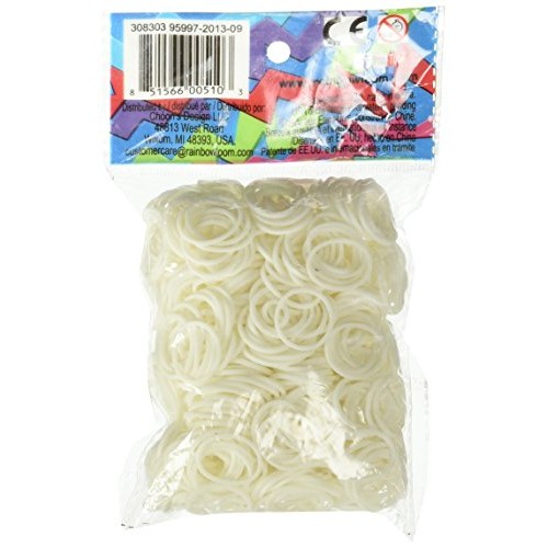 Rainbow Loom Official White Rubber Bands Refill 600 Count + 24 C-C...