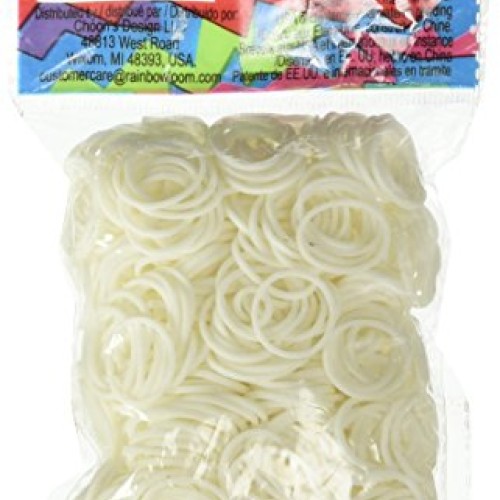 Rainbow Loom Official White Rubber Bands Refill 600 Count + 24 C-C...