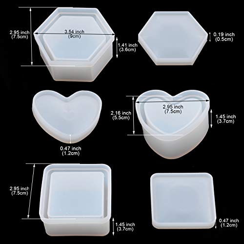 Box Resin Molds, Jewelry Box Molds with Heart Shape Silicone Resin...