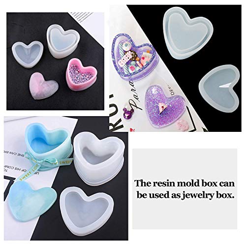 Box Resin Molds, Jewelry Box Molds with Heart Shape Silicone Resin...