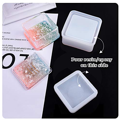 Box Resin Molds, Jewelry Box Molds with Heart Shape Silicone Resin...