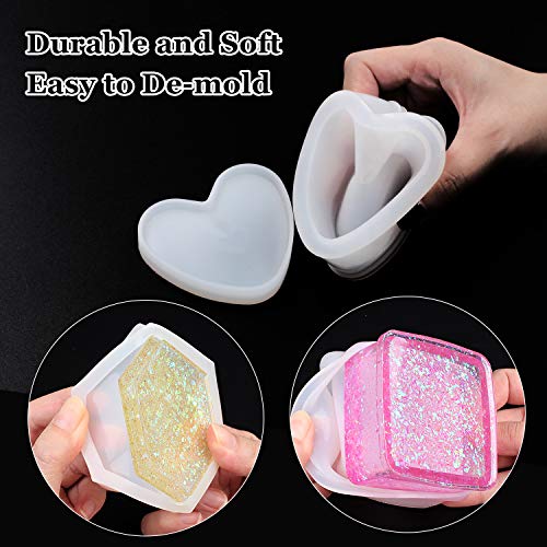 Box Resin Molds, Jewelry Box Molds with Heart Shape Silicone Resin...