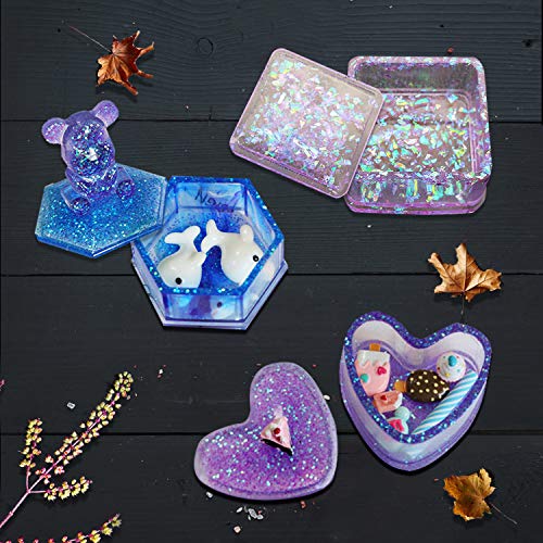 Box Resin Molds, Jewelry Box Molds with Heart Shape Silicone Resin...