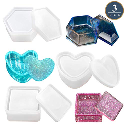 Box Resin Molds, Jewelry Box Molds with Heart Shape Silicone Resin...