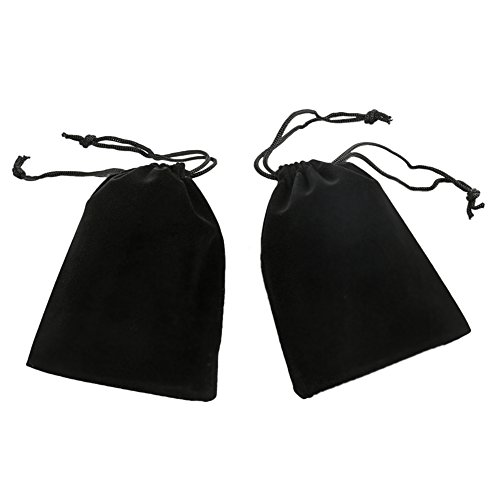 rainbowroseus 50PCS 3” x 4” Black Velvet Cloth Jewelry Pouches Dra...
