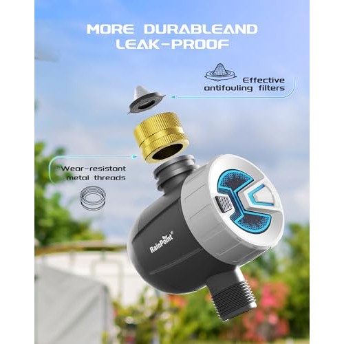 RAINPOINT WiFi Sprinkler Timer Water Timer, Brass Inlet Smart Hose...