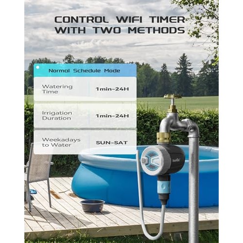 RAINPOINT WiFi Sprinkler Timer Water Timer, Brass Inlet Smart Hose...