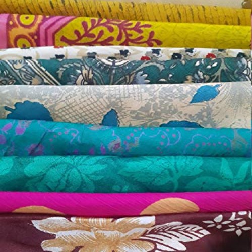 Rajbhoomi 25 Pieces of Vintage Silk Remnants, 8X8 Inches Square Pi...