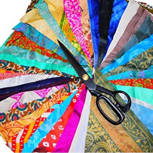 Rajbhoomi 25 Pieces of Vintage Silk Remnants, 8X8 Inches Square Pi...