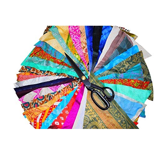 Rajbhoomi 25 Pieces of Vintage Silk Remnants, 8X8 Inches Square Pi...