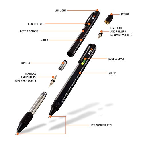 RAK Multi-Tool 2Pc Pen Set - LED Light, Touchscreen Stylus, Ruler,...