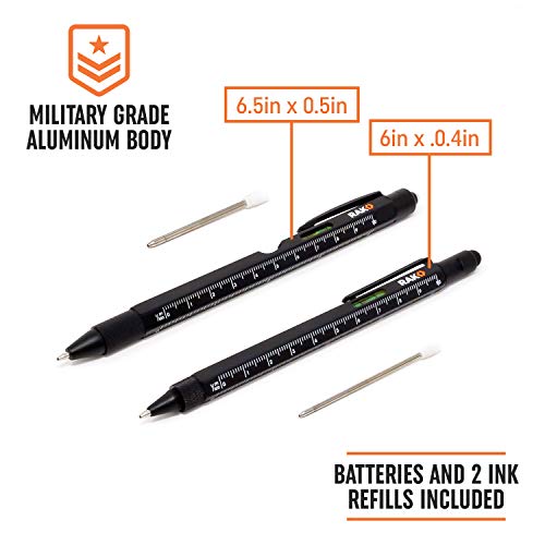 RAK Multi-Tool 2Pc Pen Set - LED Light, Touchscreen Stylus, Ruler,...
