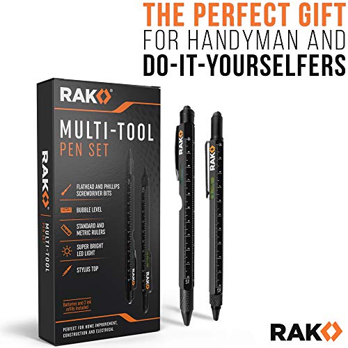 RAK Multi-Tool 2Pc Pen Set - LED Light, Touchscreen Stylus, Ruler,...