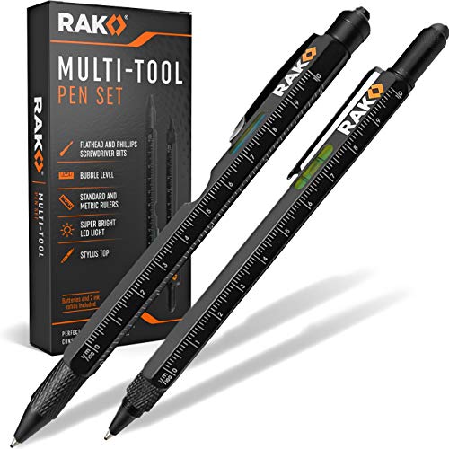 RAK Multi-Tool 2Pc Pen Set - LED Light, Touchscreen Stylus, Ruler,...