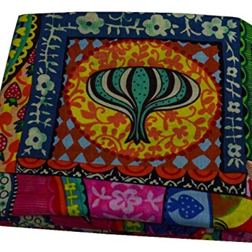 Indian 100% Cotton Fabric Screen Print Floral and Flower Design Dr...