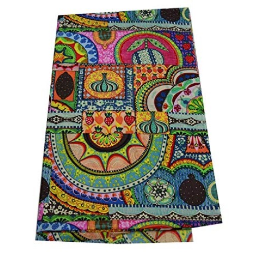 Indian 100% Cotton Fabric Screen Print Floral and Flower Design Dr...