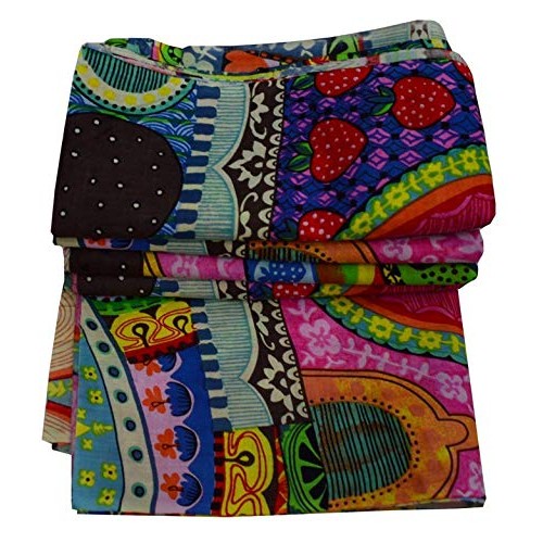 Indian 100% Cotton Fabric Screen Print Floral and Flower Design Dr...