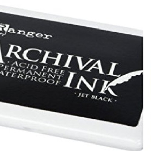 Ranger Archival Jet Black Permanent Dye Ink Stamp Pad & Re-Inker R...