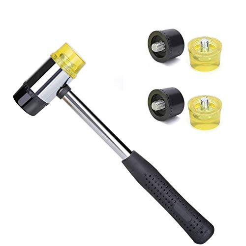 Rannb Dual Head Nylon Rubber Hammer Soft Mallet with 2 Soft Rubber...