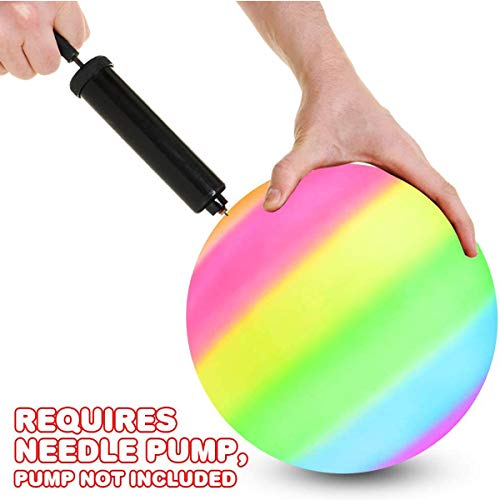 Rainbow Playground Ball for Kids, Bouncy 8.5 Inch Rubber Kick Ball...
