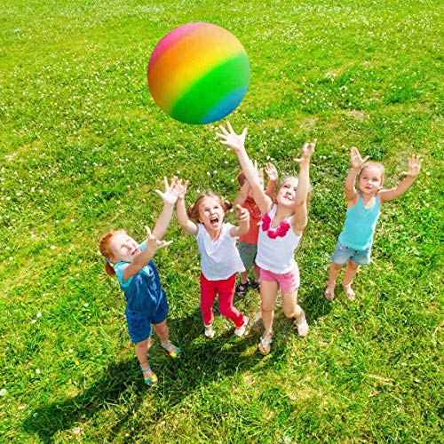 Rainbow Playground Ball for Kids, Bouncy 8.5 Inch Rubber Kick Ball...