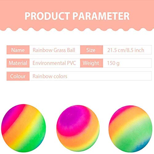 Rainbow Playground Ball for Kids, Bouncy 8.5 Inch Rubber Kick Ball...