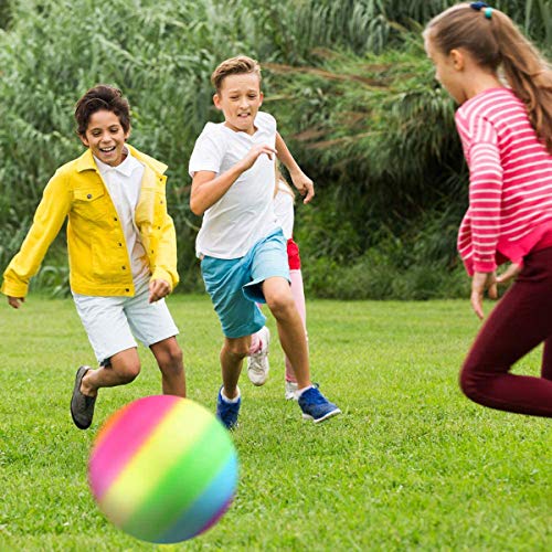 Rainbow Playground Ball for Kids, Bouncy 8.5 Inch Rubber Kick Ball...