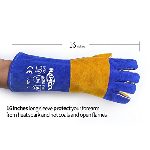 RAPICCA 16 Inches,932℉, Leather Forge/Mig/Stick Welding Gloves Hea...