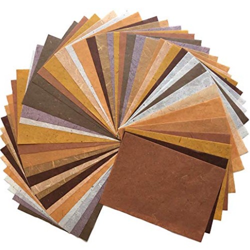 50 Sheets Mixed Brown 8.5x12 Inches Mulberry Paper Sheet Design Cr...