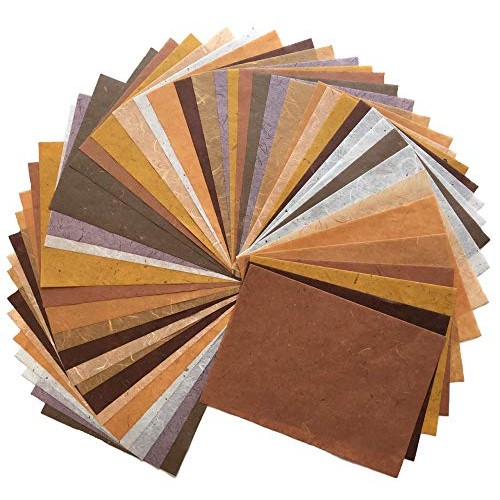 50 Sheets Mixed Brown 8.5x12 Inches Mulberry Paper Sheet Design Cr...